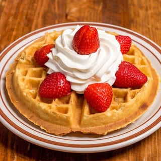 Waffle w/Strawberries and Whip*